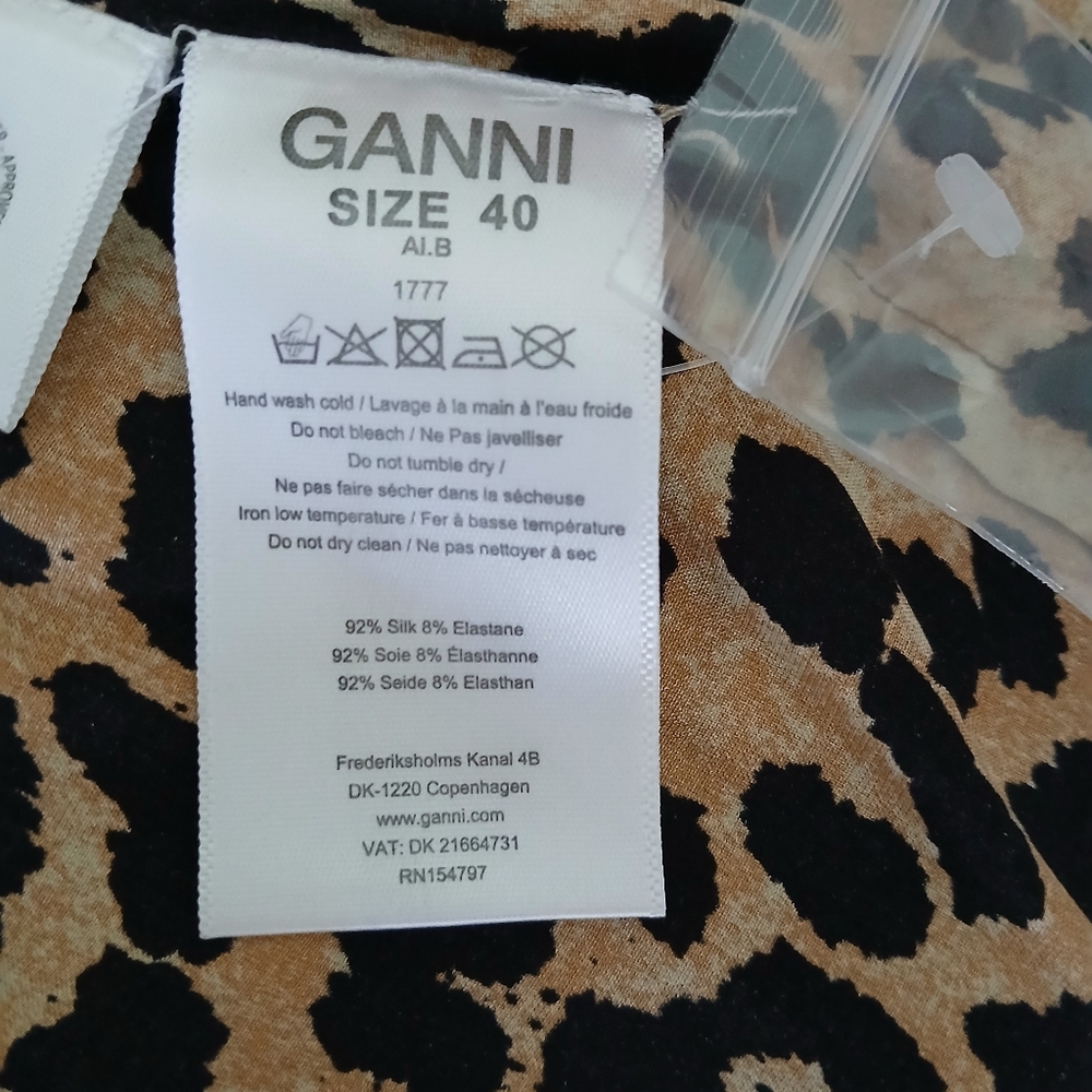 Ganni Silk Leopard Print Wrap Dress - Picture 9 of 9